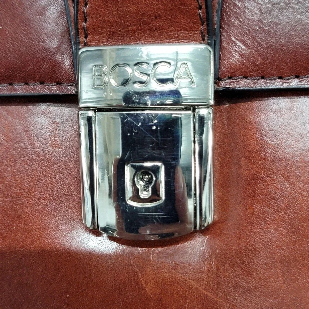 Bosca Old Leather Amber Double Gusset Briefcase Mens 16